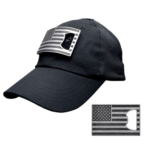 Black Mesh Tactical hat with Hold My Beer American Flag (Black and Grey ...