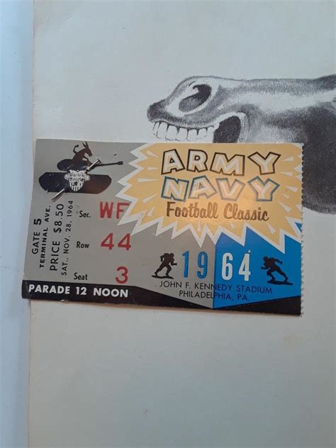 VERY RARE ARMY VS NAVY POSTER WITH GAME TICKET 1964 JAMES J BOUJIKIAN ...