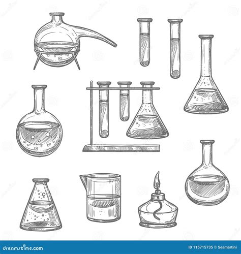 Draw Chemistry Lab Equipment : Hand Drawn Set Of Chemistry Laboratory ...