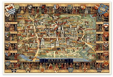 Buy Oxford University Campus - London, England circa 1948 - measures 24 inches x 36 inches (610 ...