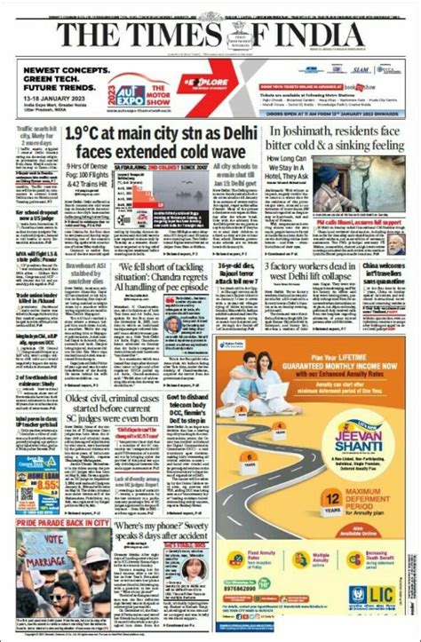 Newspaper The Times of India (India). Newspapers in India. Today's press covers. Kiosko.net