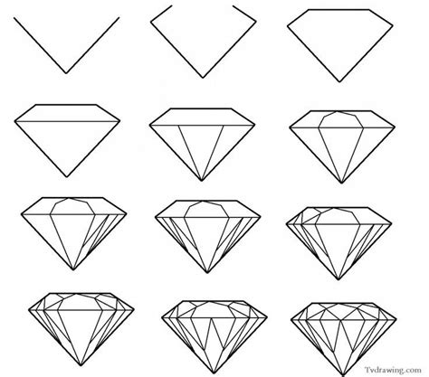 How to Draw a Simple Diamond Gemstone Pattern