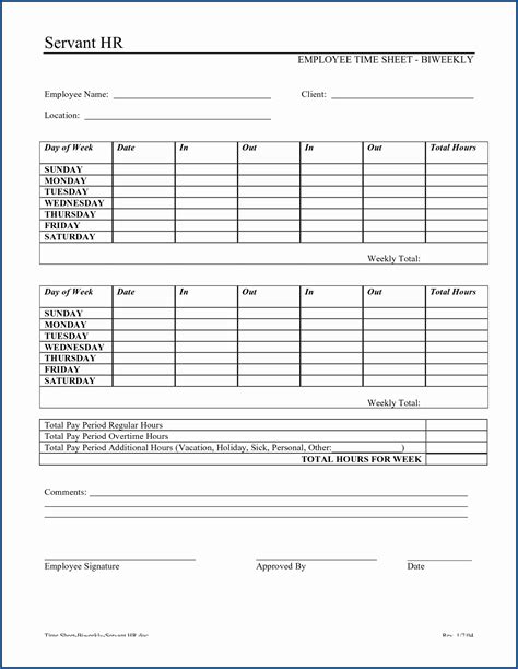 Free Printable Biweekly Timesheet Template