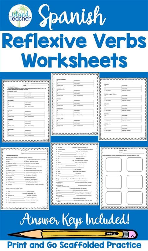 Spanish Reflexive Verbs Worksheets | Spanish reflexive verbs, Reflexive ...