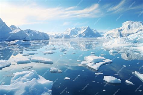 Premium AI Image | Melting polar ice causes rising seas a climate change impact