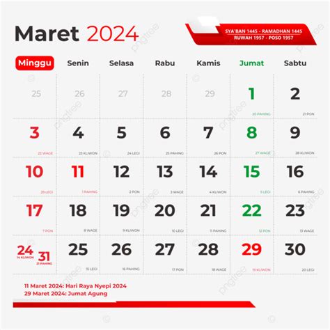 Calendar March 2024 Complete With Red Dates Of Holidays With Java And ...