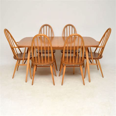 1960's Vintage Ercol Grand Windsor Dining Table & Six Chairs ...