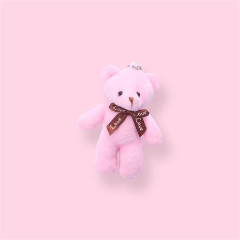 Plushy Teddy Bear Keychain - Pink — Stationery Pal