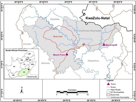 Location of the study area within the Umzimvubu Local Municipality. | Download Scientific Diagram