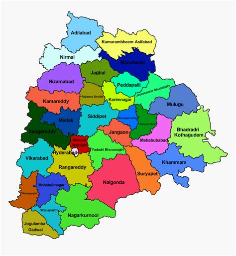 31 District Telangana Map, HD Png Download - kindpng