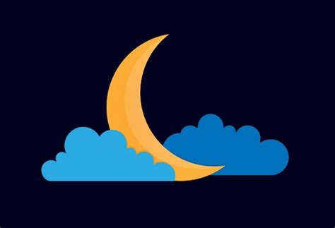 Premium Vector | Color vector drawing of a quarter moon in the clouds ...