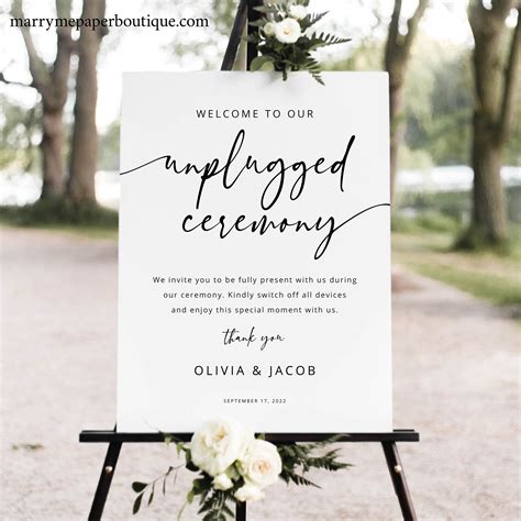 Unplugged Ceremony Sign Template, Modern Calligraphy, Unplugged Wedding Sign, Printable ...