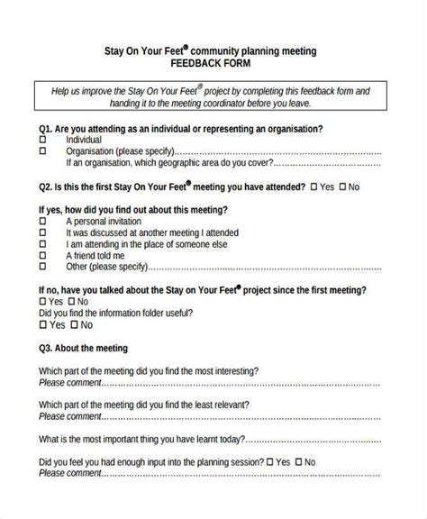 FREE 10+ Meeting Feedback Forms in PDF | MS Word