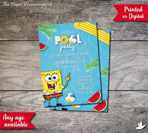 Spongebob Squarepants Birthday Invitation Spongebob Birthday | Etsy