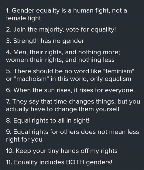 10 slogan of gender about gender equality - Brainly.in