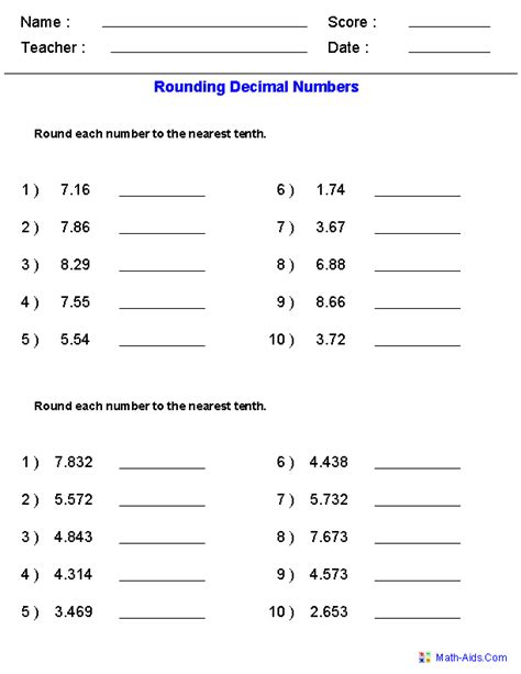 Rounding Numbers Year 5 Worksheets - Dean Ruffin's 5th Grade Math Worksheets