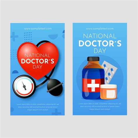 Realistic national doctor's day cards Free Vector