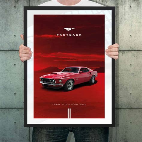 Automotive poster of Ford Mustang Fastback | The GPBox