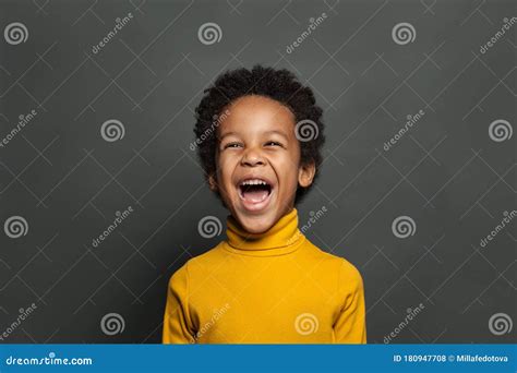 Happy Black Child Boy Laughing on Black Background Stock Photo - Image of happy, real: 180947708