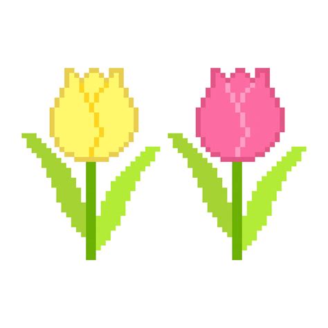 Flower pixel art, Tulip flower pixel art, Pixel Illustration of a tulip. 25442358 Vector Art at ...