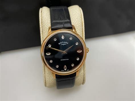 Rotary Watch with Black Dial on Black Leather Strap - MORRIS BYWATER LTD