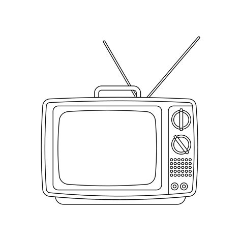 Retro TV Outline Icon Illustration on Isolated White Background ...