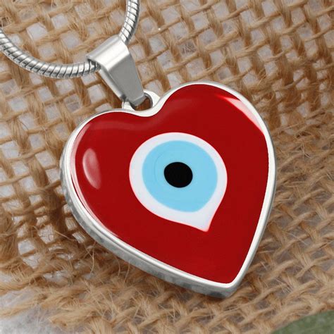 Evil Eye Heart Necklace Personalized Pendant Big Gold/silver - Etsy Canada | Evil eye necklace ...