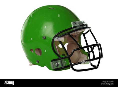 Green football helmet isolated over white background - With Clipping ...