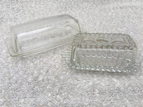 Small glass butter dish covered Pyrex butter dish clear glass | Etsy