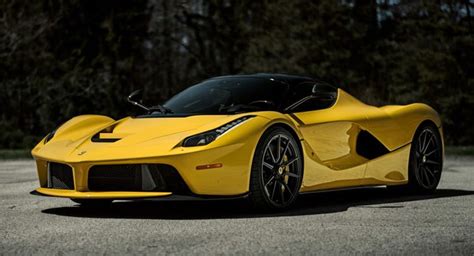 Yellow Ferrari LaFerrari Matches Black Roof With Satin Black Wheels ...