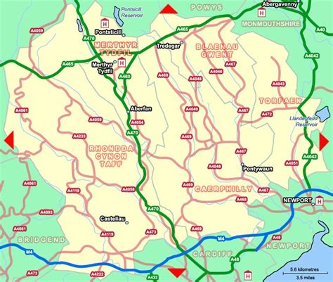 South Wales Valleys Map