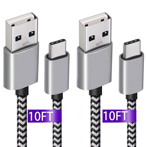 USB C Charger Cable, 10Ft 2 Pack Samsung Galaxy S9 Plus Charging Cable,Extra Long Fast Nylon USB ...