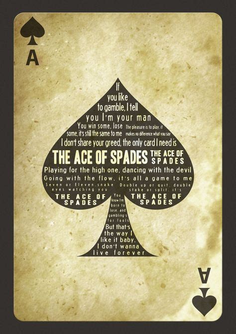 ace of spades lyrics | Ace of spades, Motorhead ace of spades, Ace of spades tattoo