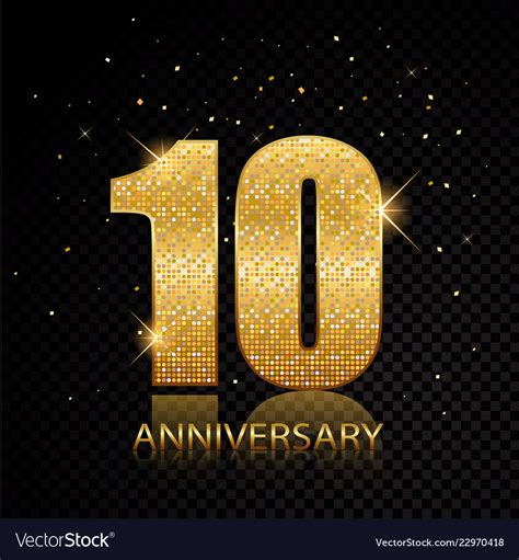 10 anniversary golden numbers isolated on black Vector Image