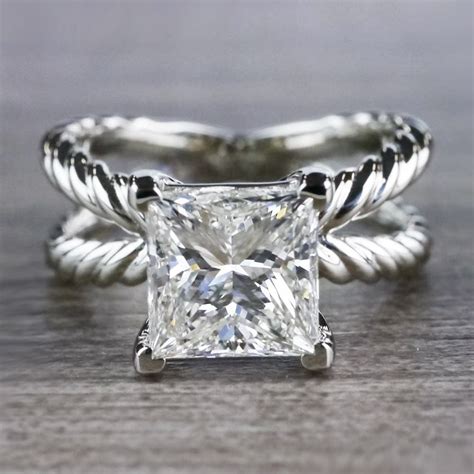 3 Carat Princess Cut Diamond Ring - Split Shank Design