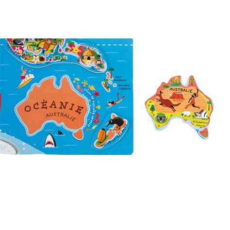 Magnetic world map puzzle - FRENCH - 92 pieces (wood) - My Bulle Toys