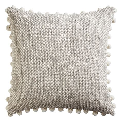 Chunky Textured Gray Pillow with Poms | Pier 1 | Grey pillows, Throw pillows, Pillows