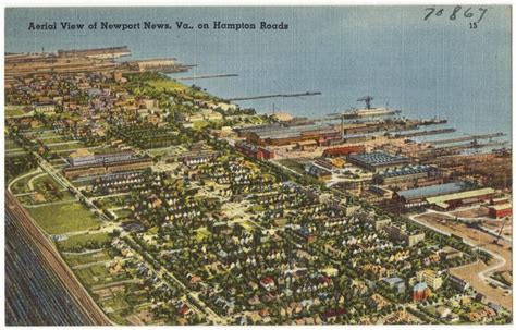 Aerial view of Newport News, Va., on Hampton Roads | Aerial view ...