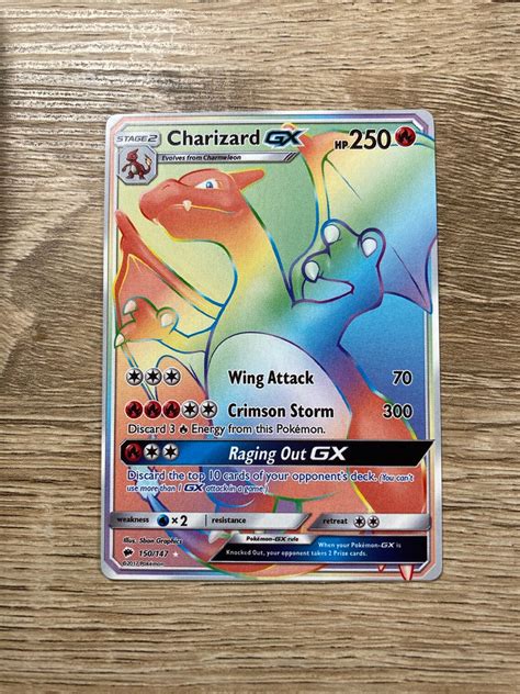 Charizard Rainbow GX Custom Made Pokémon Card Non-Holo | Etsy