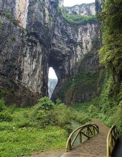 The natural arch bridges in Wulong Karst National... | National parks, World heritage sites ...