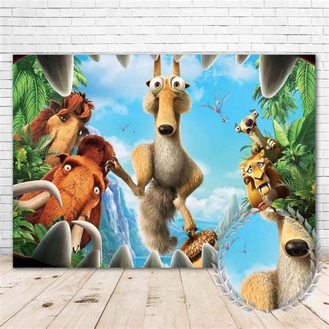 Buy Ice Age Movie Backdrop 7x5ft Jungle Safari Animals Ice Age Theme Birthday Background for ...