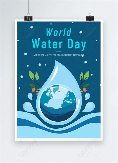 Green public welfare creative wavy world water resources day poster template image_picture free ...