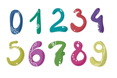 Cute Number Character zero one two three four five six seven eight nine cartoon doodle set ...