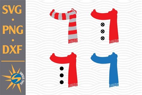 Snowman Scarf SVG, PNG, DXF Digital Files Include (1023749)