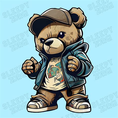 SZ98 Hip Hop Teddy Bear PNG PNG Sublimation Design for - Etsy