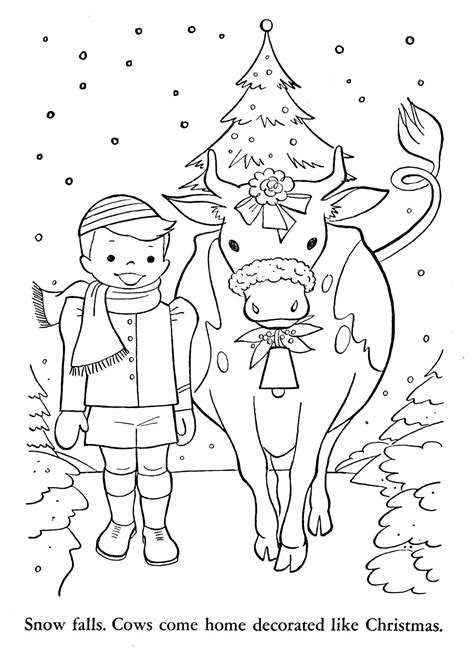 Kids Christmas Cow Coloring Pages Free Printable