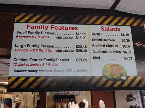 Menu at Just Hamburgers restaurant, Paducah, Jackson St