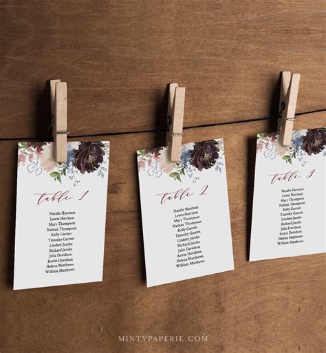 Wedding Seating Cards Template