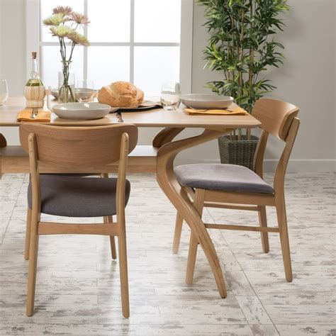 Noble House Mid-Century Modern Harper Dining Chairs, Set of 2, Natural ...