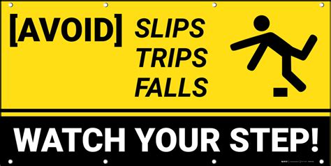 Avoid Slips Trips Falls Banner | Creative Safety Supply